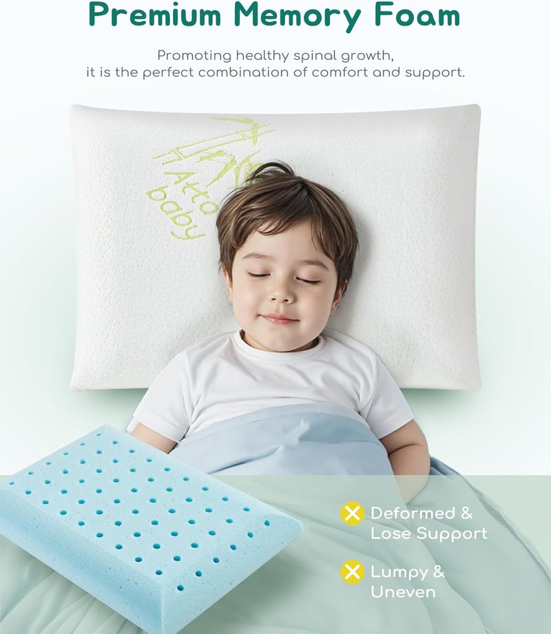 ATTABABY Toddler Pillow, Adjustable Memory Foam Small Pillow for Toddler 2 Years & Above, 13” x 18” Mini Size for Kid Sleeping, Napping or Traveling, Washable No Zipper Pillowcase, Green - Image 5
